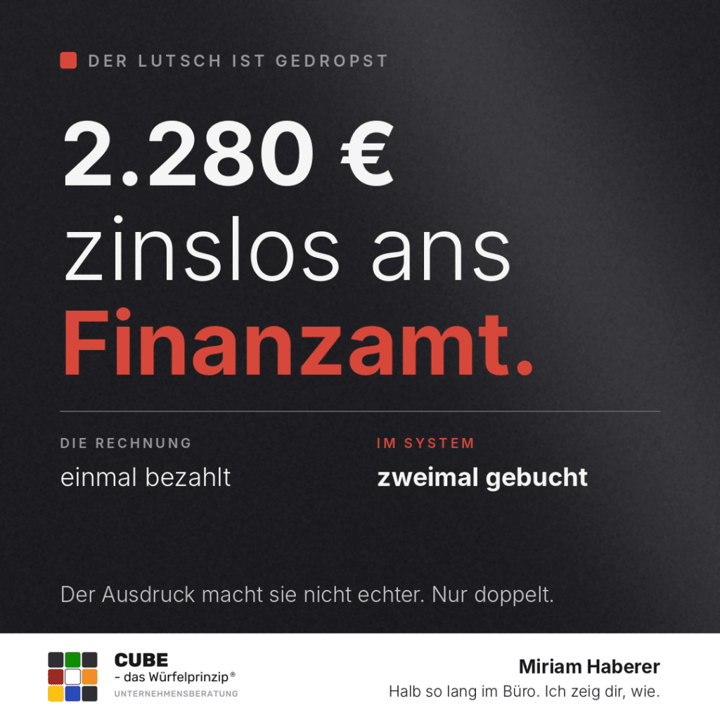 2.280 Euro zinslos ans Finanzamt: Rechnung doppelt gebucht